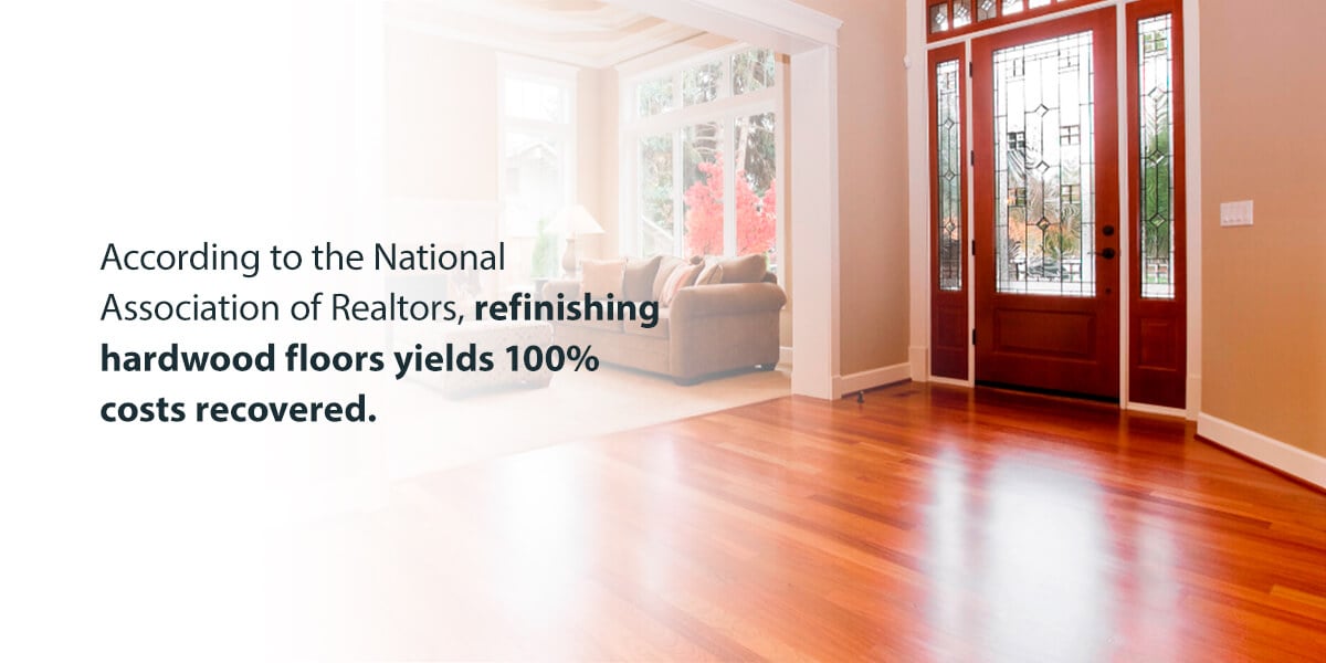 refinishing hardwood floors yields 100% costs recovered. 