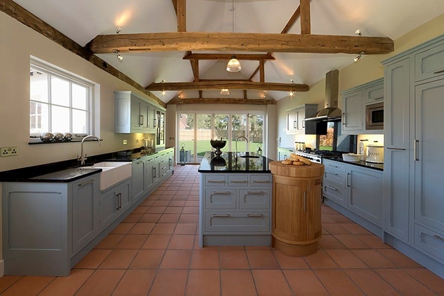 Farmhouse Kitchen with Tile Flooring