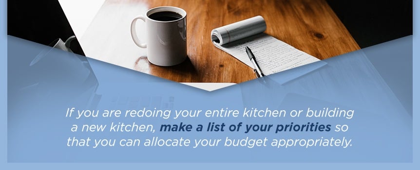 make a list of priorities if you are redoing your entire kitchen