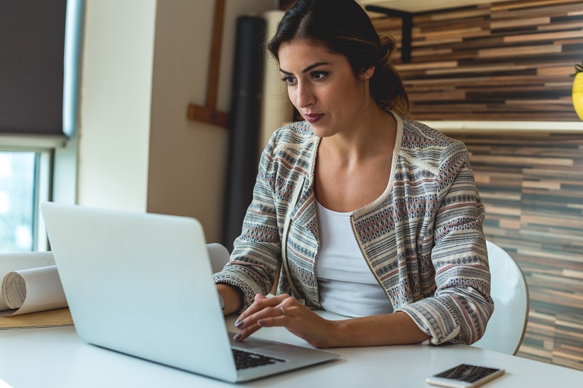 woman working at desk