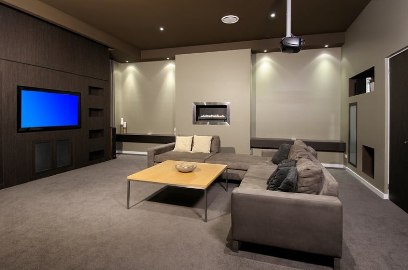 Basement with Grey Carpet