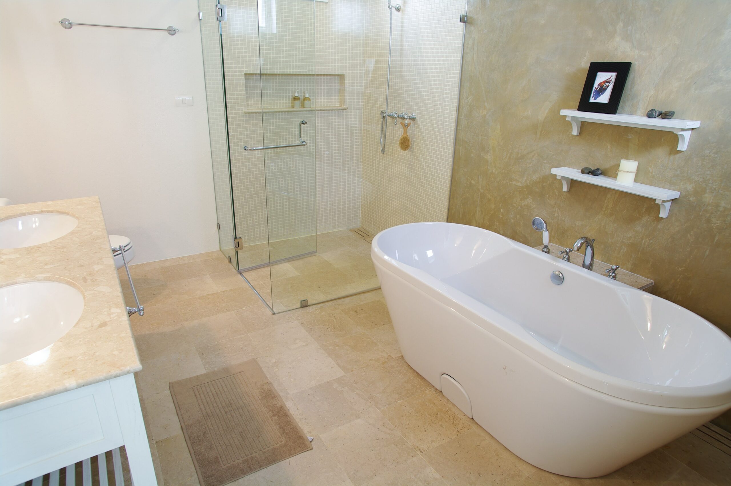 modern bathroom with tile floors