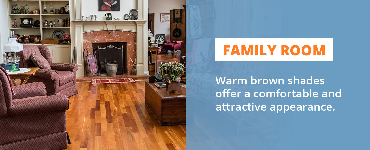 warm brown shades in family room