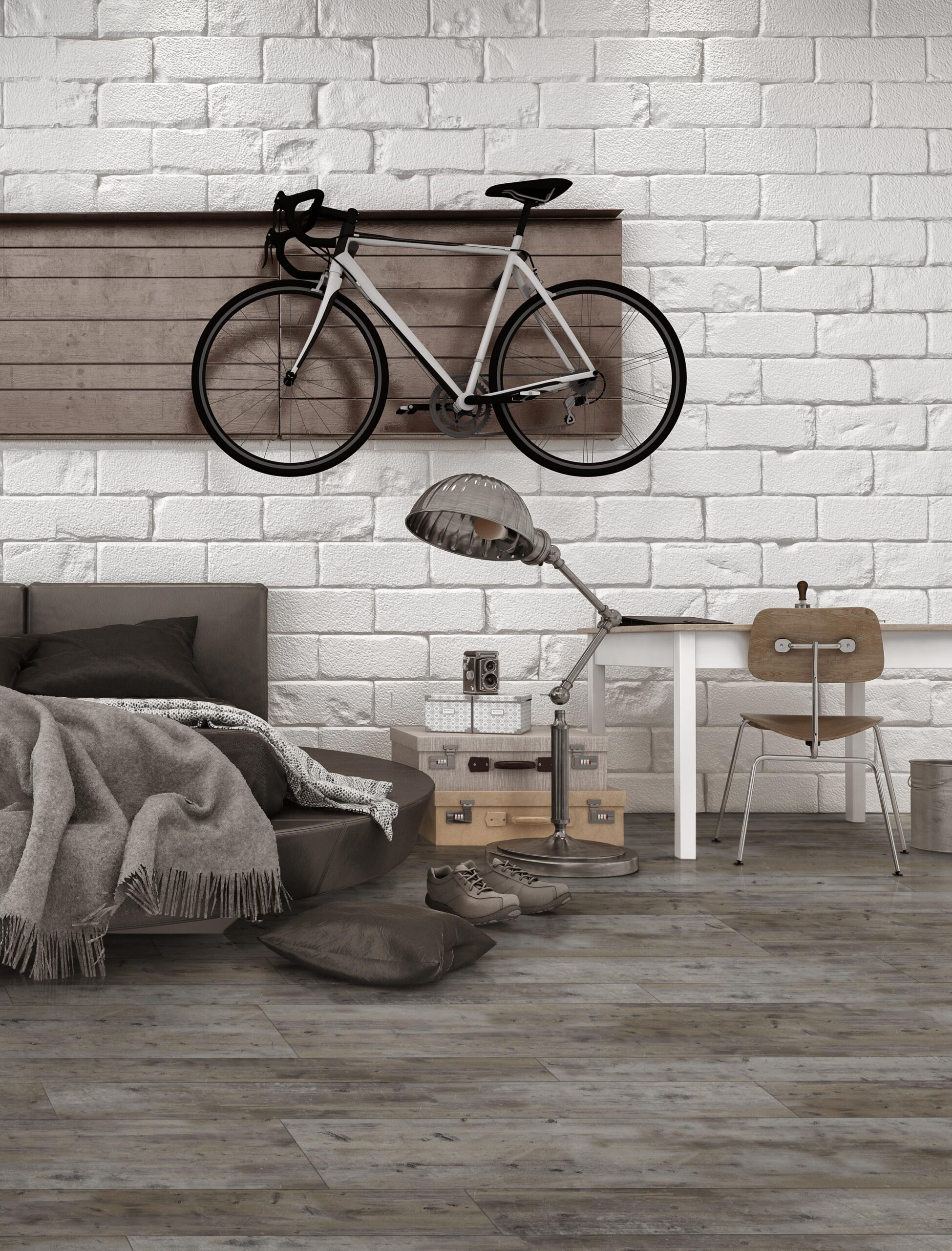 spc flooring in room with bike hanging on the wall