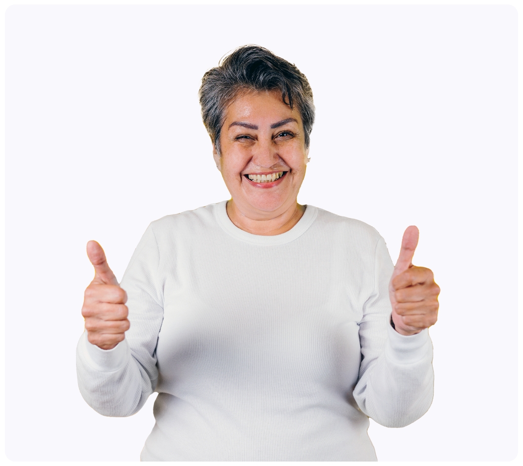 women giving two thumbs up