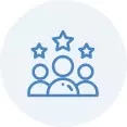 Icon with three people and stars